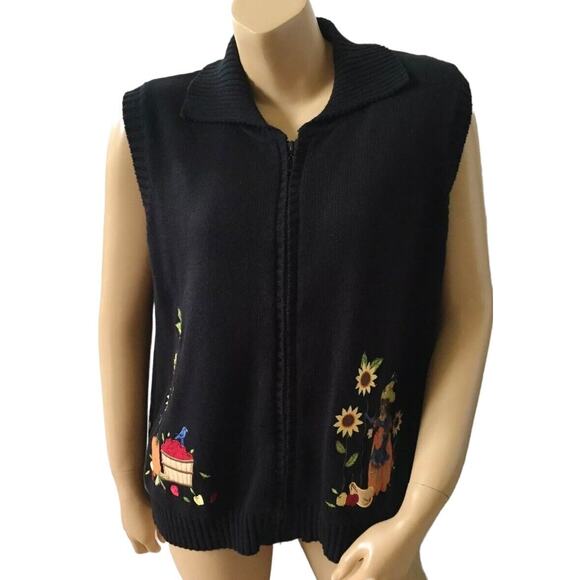 SOUTHERN LADY Womens Size Large Vintage Full Zip Halloween Pumpkin Sweater - Picture 1 of 6